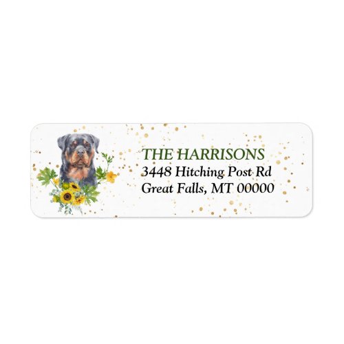 Sunflower Eucalyptus Rottweiler Return Address Label