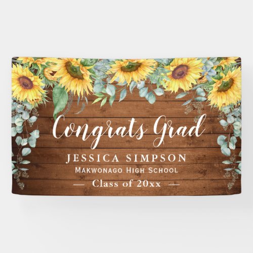 Sunflower Eucalyptus Rustic Graduation Graduate Banner