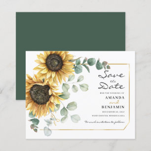 Sunflower Eucalyptus Save The Date Announcement