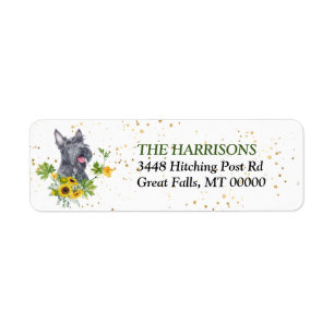 Sunflower Eucalyptus Scottie Dog Return Address Label