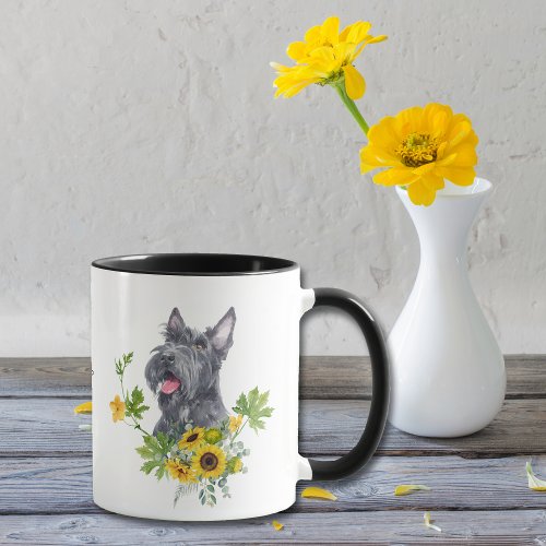Sunflower Eucalyptus Scottish Terrier Mug