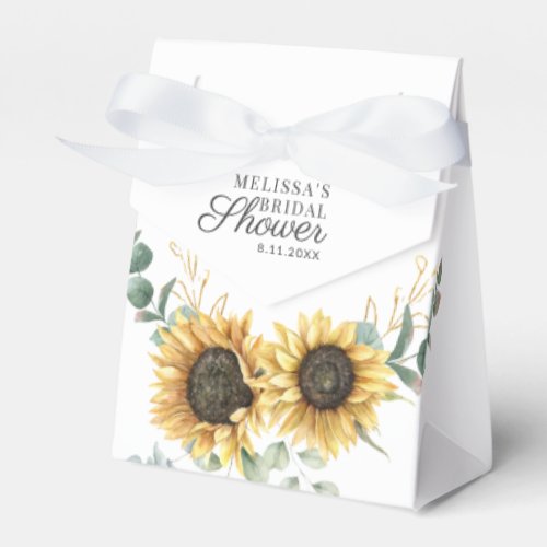 Sunflower Eucalyptus Script Bridal Shower Favor Boxes