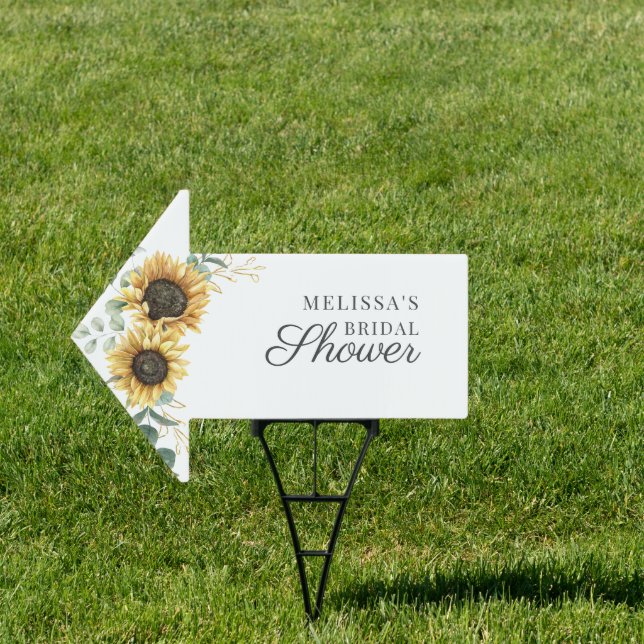 Sunflower Eucalyptus Script Bridal Shower Sign (Insitu)