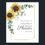 Sunflower Eucalyptus Script Bridal Shower Welcome Poster<br><div class="desc">Sunflower Eucalyptus Leaves Script Bridal Shower Welcome poster</div>