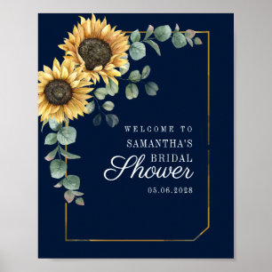 Sunflower Eucalyptus Script Bridal Shower Welcome Poster