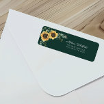 Sunflower Eucalyptus Script Return Address Label<br><div class="desc">Create a modern Sunflower Floral return address labels with this cute template featuring beautiful rustic floral bouquet, geometric gold effect frame, with modern simple typography. TIP: Matching wedding suite cards like RSVP, wedding programs, banners, tapestry, gift tags, signs, and other wedding keepsakes and goodies are available in the collection below...</div>