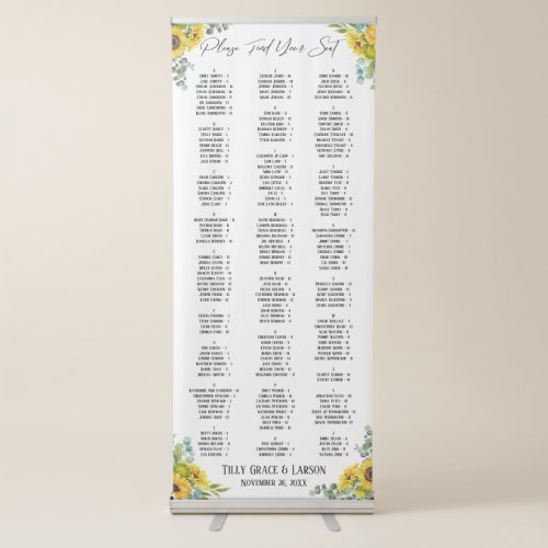 Sunflower Eucalyptus Seating Chart 170 Names Retractable Banner