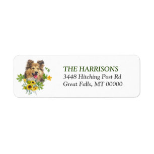 Sunflower Eucalyptus Shetland Sheepdog Label