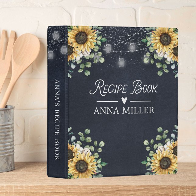 Sunflower Eucalyptus String Light Black Recipe Mini Binder (In situ)