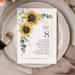 Sunflower Eucalyptus Table Number Wedding Seating<br><div class="desc">Plan your wedding reception with precision, from save the date, to day of the wedding events like the reception and seating arrangements with these sunflower floral eucalyptus leaves table number seating chart cards. Simple plug in the names of the guests and the table numbers. This way, the wedding party will...</div>