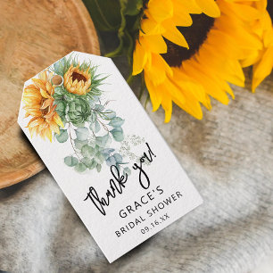 Sunflower Eucalyptus Thank You Bridal Shower Favor Gift Tags