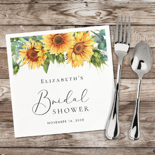 Sunflower Eucalyptus Watercolor Bridal Shower Napkins