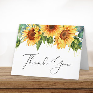 Sunflower Eucalyptus Watercolor Bridal Shower Thank You Card