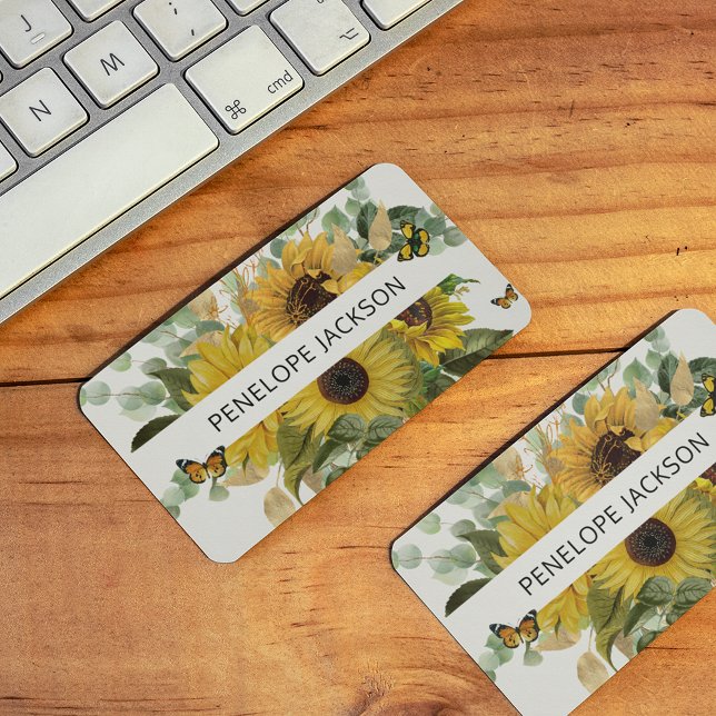 Sunflower & Eucalyptus Watercolor Professional Business Card (Creator Uploaded)