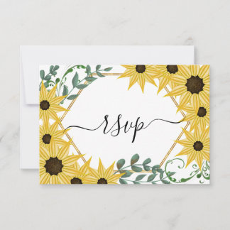 Sunflower Eucalyptus Watercolor Yellow Floral RSVP Card