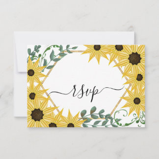 Sunflower Eucalyptus Watercolor Yellow Floral RSVP Card