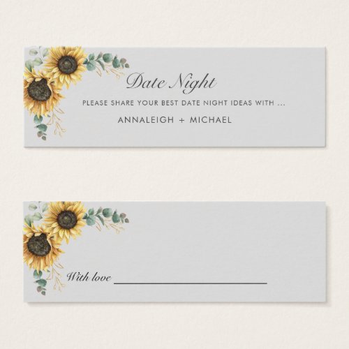 Sunflower Eucalyptus Wedding Date Night Jar Card