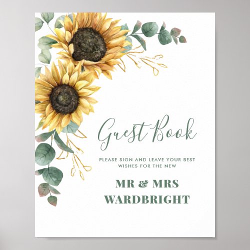 Sunflower Eucalyptus Wedding Guestbook Sign