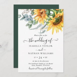 Sunflower Eucalyptus Wedding Invitation