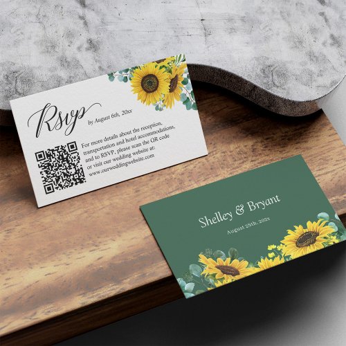 Sunflower Eucalyptus Wedding Online RSVP QR Code Enclosure Card