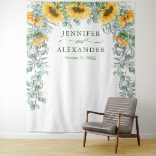 Sunflower Eucalyptus Wedding Photo Backdrop