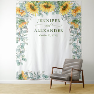 Sunflower Eucalyptus Wedding Photo Backdrop