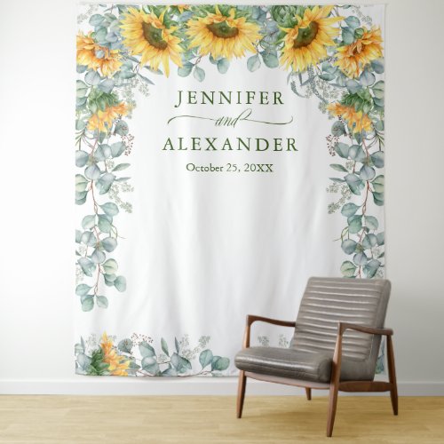 Sunflower Eucalyptus Wedding Photo Backdrop