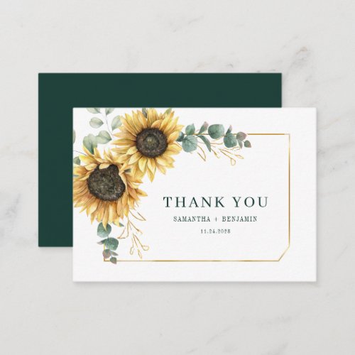 Sunflower Eucalyptus Wedding Thank You Card