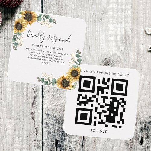 Sunflower Eucalyptus Wedding Website QR Code RSVP