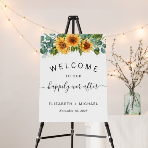 Sunflower Eucalyptus Wedding Welcome Foam Board