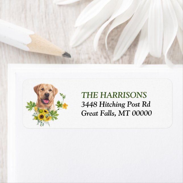 Sunflower Eucalyptus Yellow Labrador Retriever Label (Insitu)