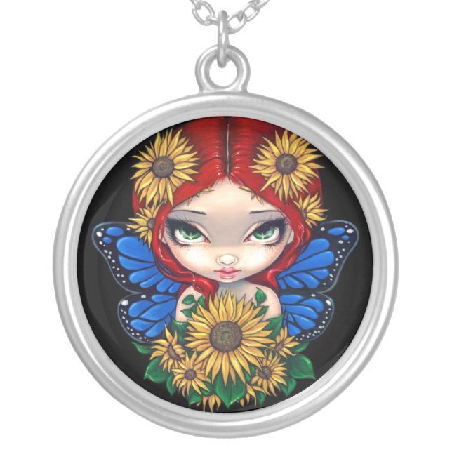 Sunflower Fairy NECKLACE flower pendant (Front)