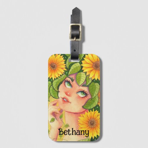 Sunflower Fairy Personalized Luggage Tag