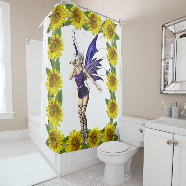 Sunflower Fairy Shower Curtain (In Situ)