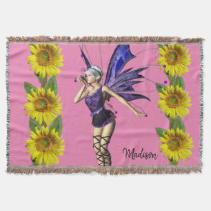 Sunflower Fairy Throw Blanket