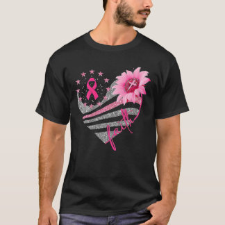 Sunflower Faith Breast Cancer Awareness Pink Ribbo T-Shirt