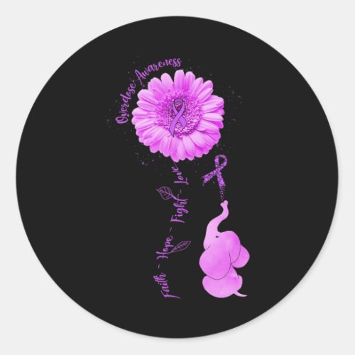 Sunflower Faith Hope Fight Love Overdose Awareness Classic Round Sticker