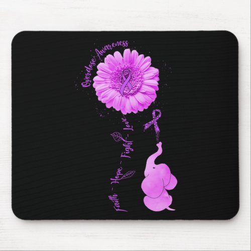 Sunflower Faith Hope Fight Love Overdose Awareness Mouse Pad