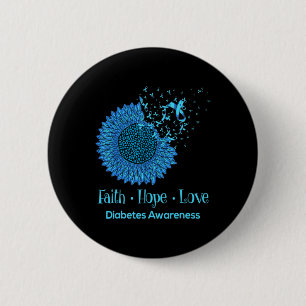 Sunflower Faith Hope Love Diabetes Awareness Diabe Button