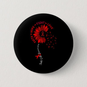 Sunflower Faith Hope Love Ribbon Sickle Cell Aware Button