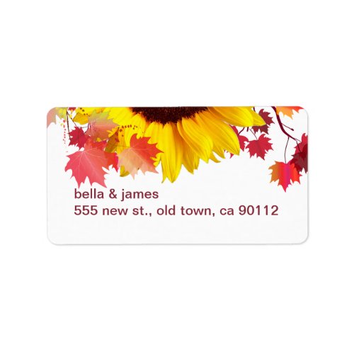 Sunflower Fall Autumn Wedding Address Labels