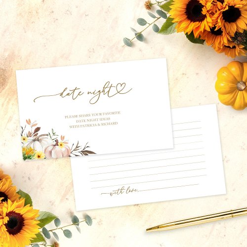 Sunflower Fall Bridal Shower Date Night Cards