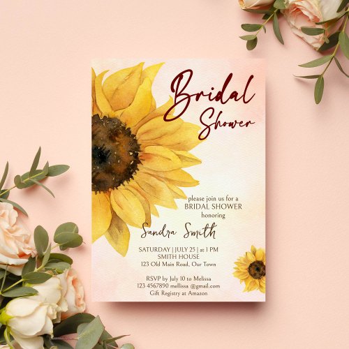 Sunflower fall bridal shower invitation template 