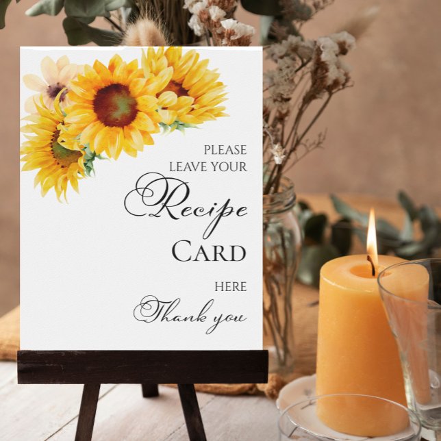 Sunflower Fall Bridal Shower Recipe Cards Sign (Creator Uploaded)