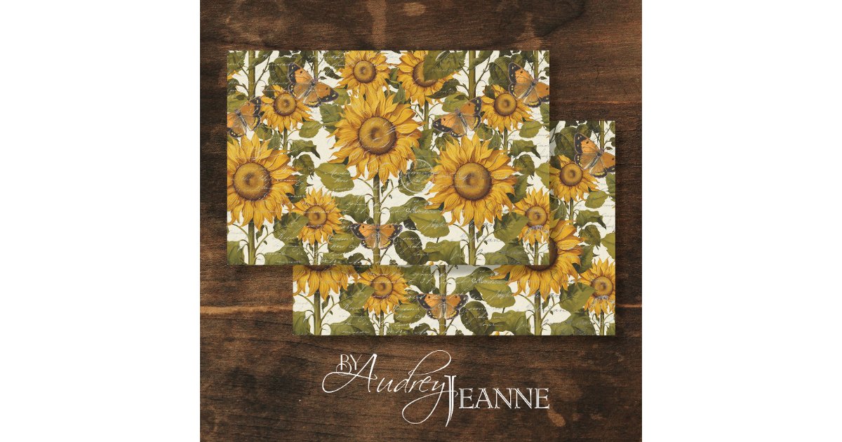 Sunflower Fall Floral Butterfly Ephemera Decoupage Tissue Paper | Zazzle
