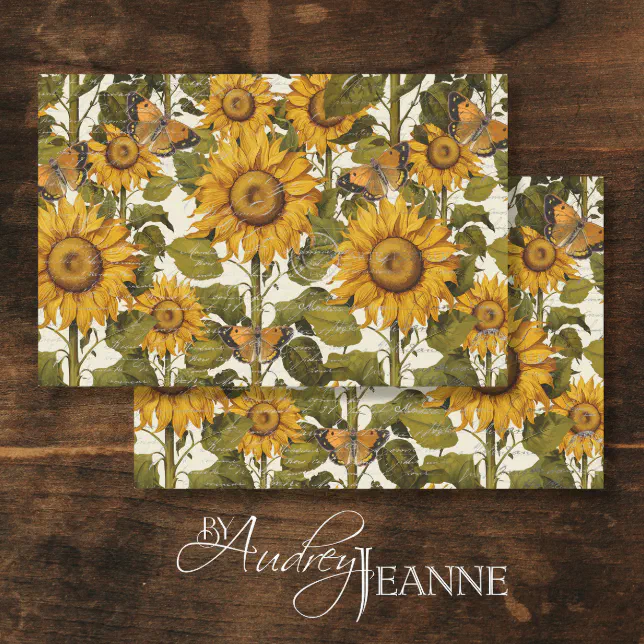 Sunflower Fall Floral Butterfly Ephemera Decoupage Tissue Paper | Zazzle