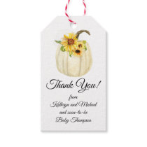 Sunflower Fall Floral Pumpkin Thank You Baby Girl Gift Tags