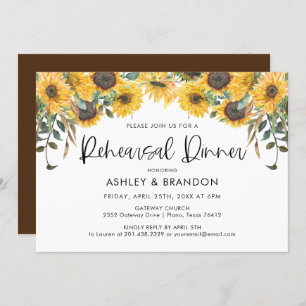 Sunflower Fall Rehearsal Dinner Invitation