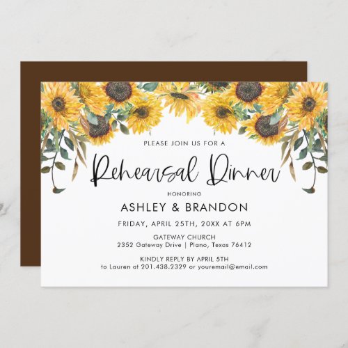 Sunflower Fall Rehearsal Dinner Invitation