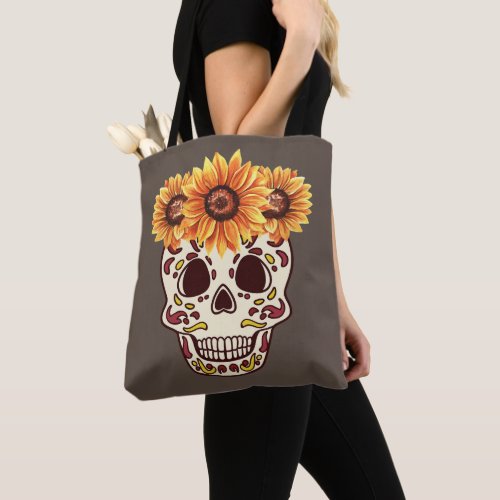 Sunflower Fall Sugar Skull Tote